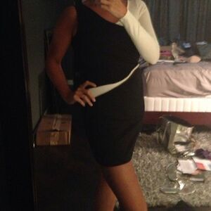 AQUA black and white dress Small